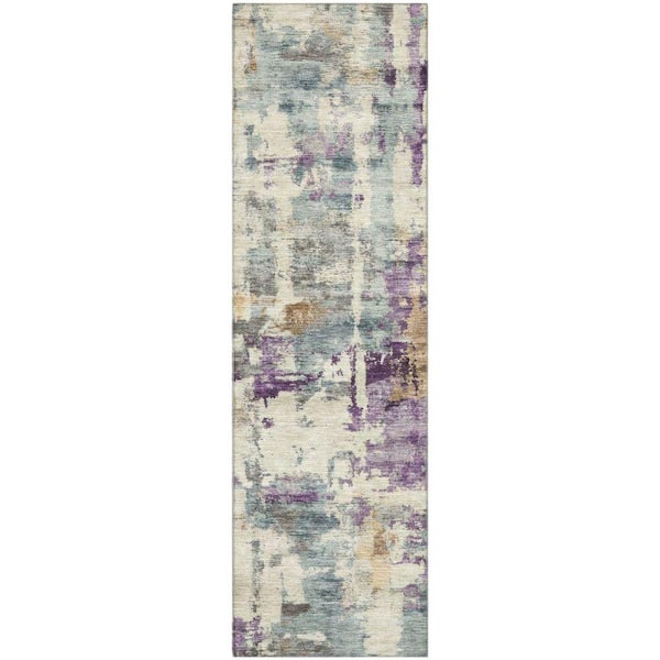 Mayfield Premium Machine Washable Abstract AMF2072 Linen 2 ft. x 7 ft. Runner Rug