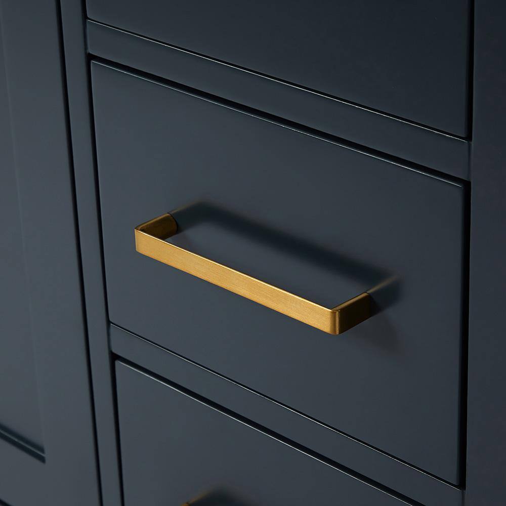 Midnight Blue Marble Top Single Basin Vanity with Brass Hardware