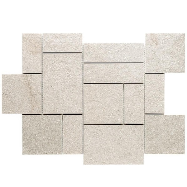 Ivy Hill Tile Dominion Linen Beige 4 in. x 0.35 in. Matte Limestone Look Porcelain Floor and Wall Mosaic Tile Sample