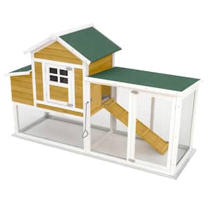 Large 74 in. Modular Chicken Coop Poultry and Hen House with Solid Top Shaded Run/Yard