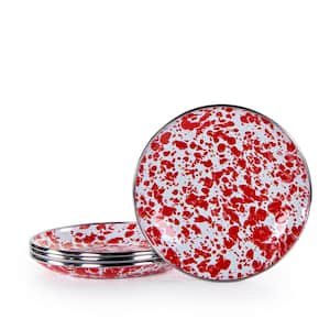 Solid Red 5.75 in. Enamelware Round Bread and Butter Plates (Set of 4)