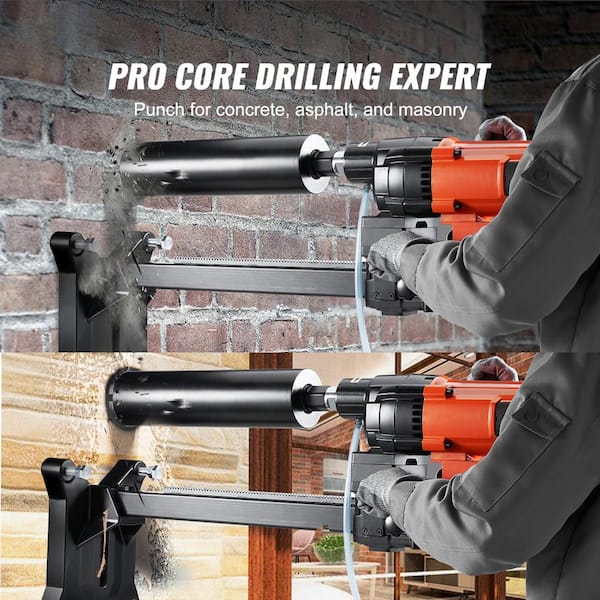 Diamond Core Drilling Machine, 10 in., 750 RPM, 1-1/4in. Thread, 2500 W, Wet Concrete, Stand Wheels, Lifting Handle