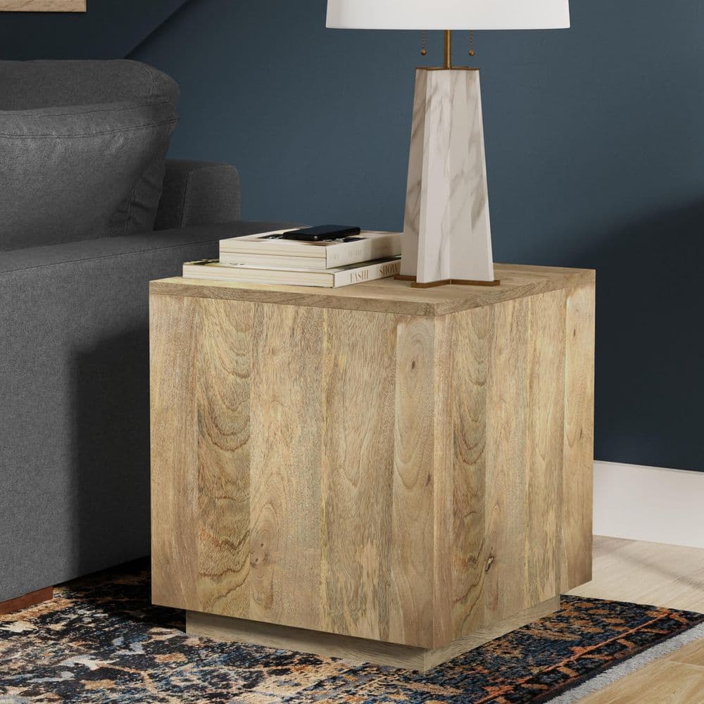 Lockhart Natural Mango Wood Square Side Table, 20 inch