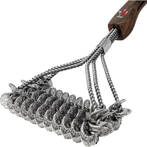 Wood Stainless Steel Grill Brush - Brittle Free Cleaner, Rust Resistant and Safe for Porcelain, Ceramic, Steel, Iron