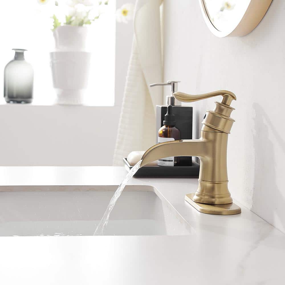 Brushed Gold Single-Handle Waterfall Bathroom Faucet