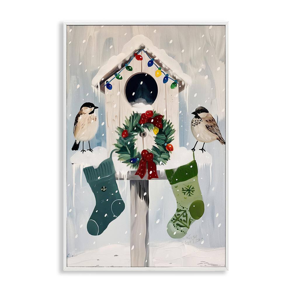 Festive Christmas Birdhouse by Arlington Prints 1-Piece White Framed Giclee Animal Art Print 18 in. x 12 in. price history on PriceWatchPro