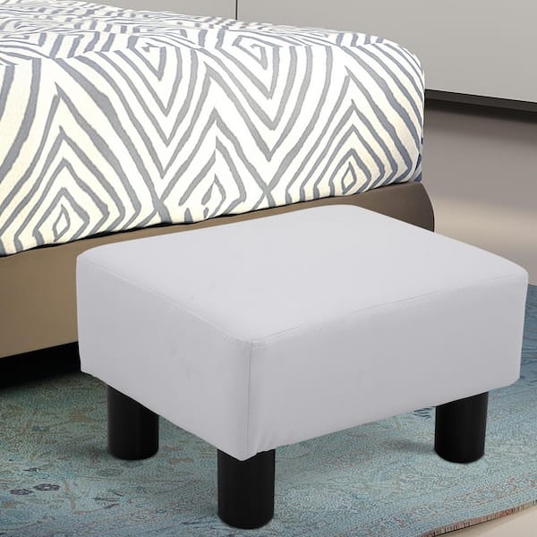 HOMCOM Modern Small Faux Leather Ottoman / Footrest Stool - White