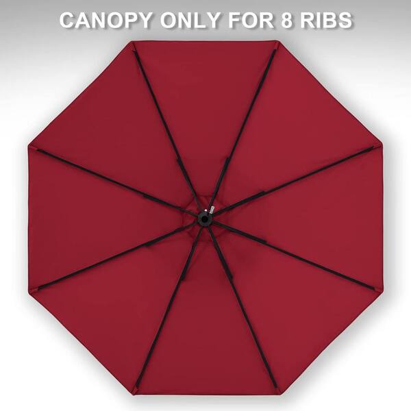 12 round patio umbrella replacement cover ITOPFOX 9 ft. 8-Ribs Round Patio Market Umbrella Replacement Cover in Burgundy