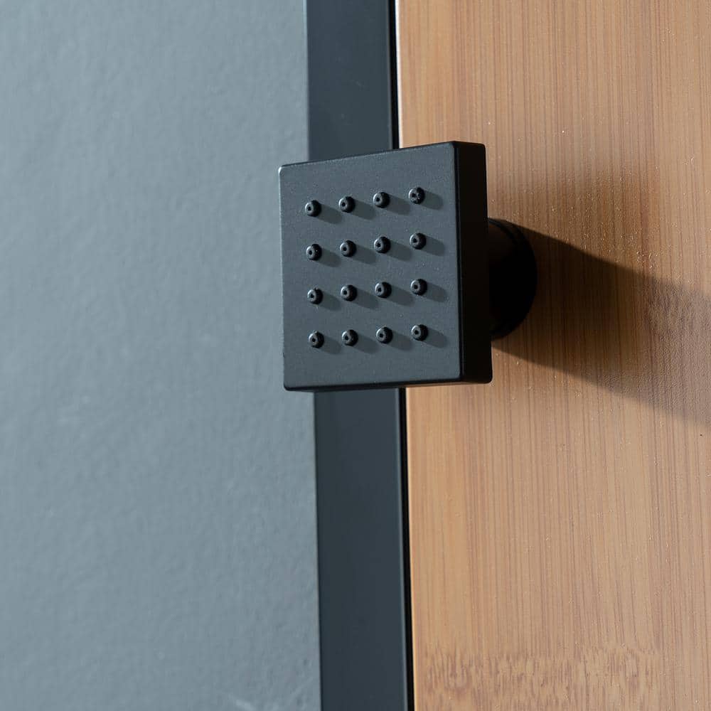 57'' Black and Bamboo Shower Panel System with Body Jets