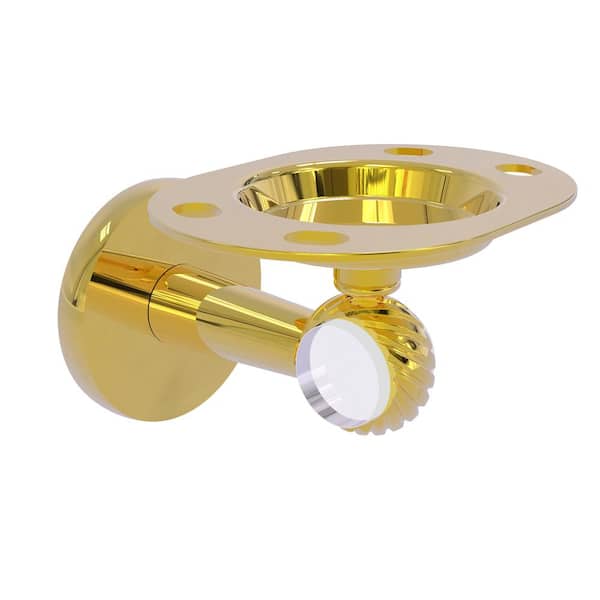 Allied Brass Clearview Tumbler and Toothbrush Holder with Twisted Accents in Polished Brass