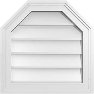 18 in. x 18 in. Octagonal Top Surface Mount PVC Gable Vent: Decorative with Brickmould Frame