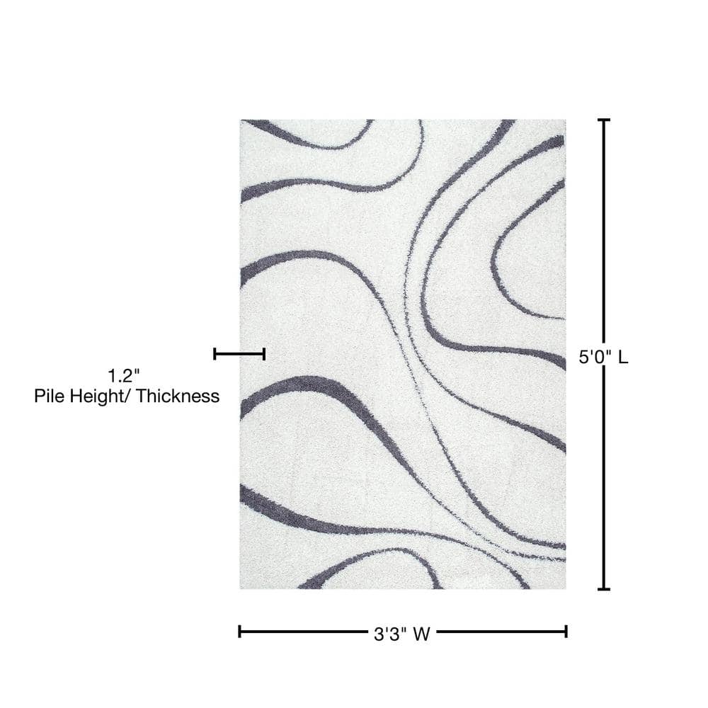 Reversible Beige Shag Rectangular Area Rug with Easy Care