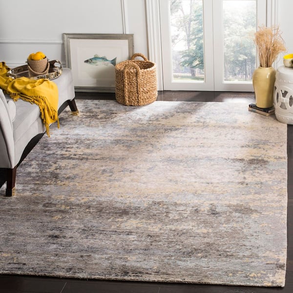 Tiffany 6 ft. x 9 ft. Beige/Light Blue Textured Distressed Abstract Area Rug