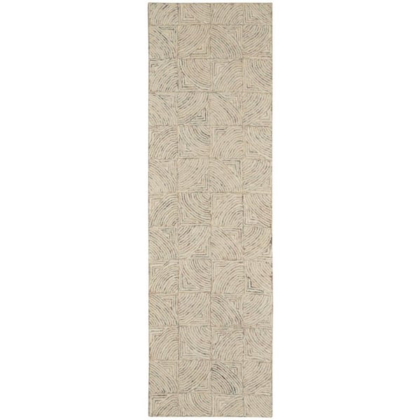 2 ft. x 8 ft. Gray Geometric Washable Area Rug Runner Rug