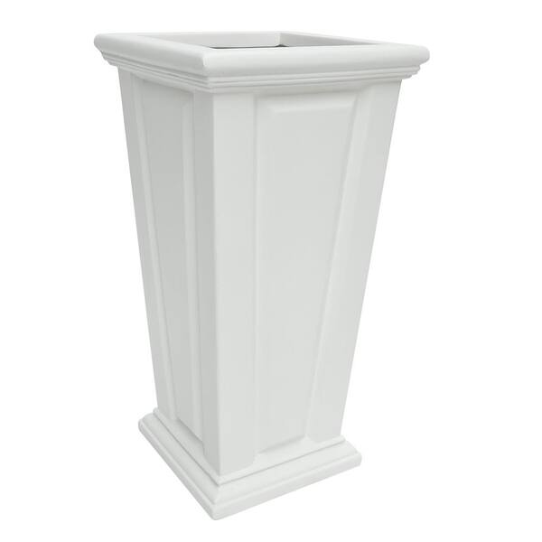 MPG 27 in. H. White Composite Tall Tapered Raised Panel Planter