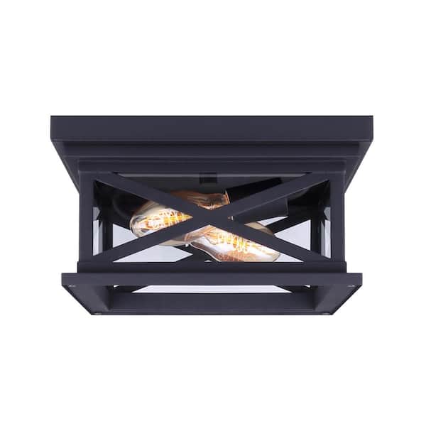 Elm 2-Light Black Outdoor Flush Mount Light