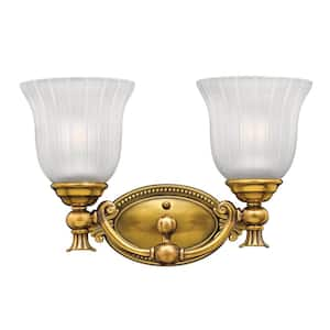 Francoise 15 in. 2-Light Burnished Brass Vanity Light