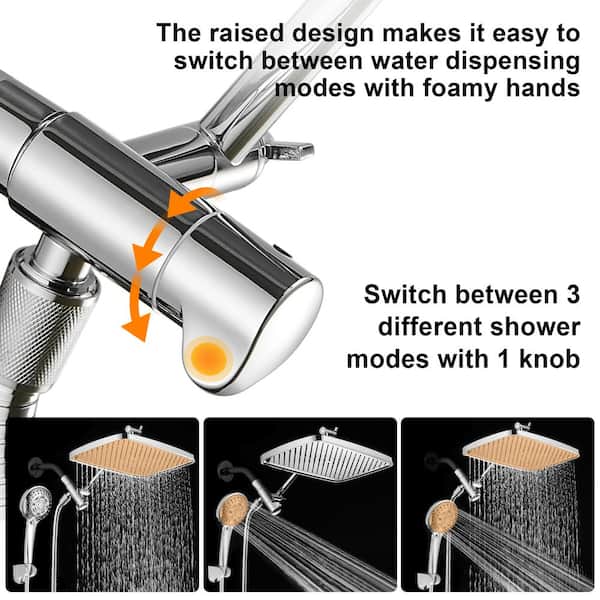 Zalerock Rainfull 8-Spray 12 in. Wall Mount Dual Shower Head