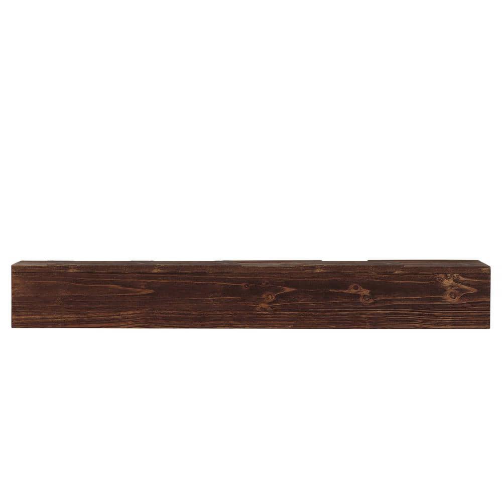 60 in. Wood Natural Wood Floating Wall Shelves, Fireplace Mantel, Wall Moun