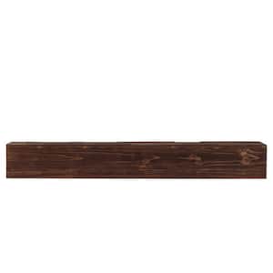 60 in. Wood Natural Wood Floating Wall Shelves, Fireplace Mantel, Wall Mounted, Espresso