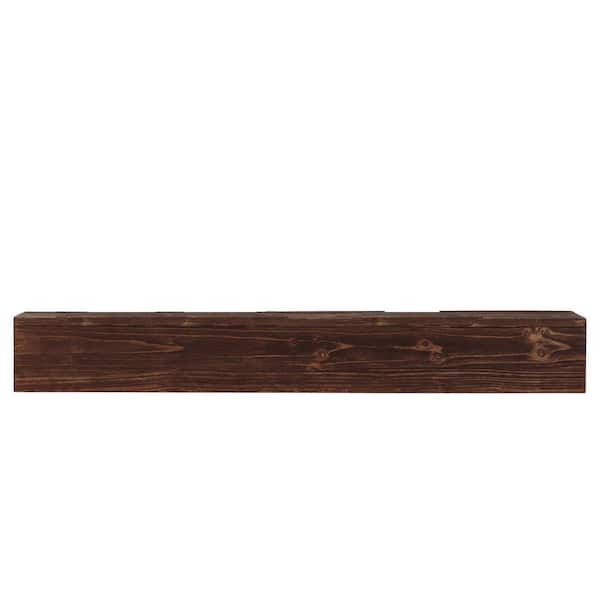Unbranded 60 in. Wood Natural Wood Floating Wall Shelves, Fireplace Mantel, Wall Mounted, Espresso