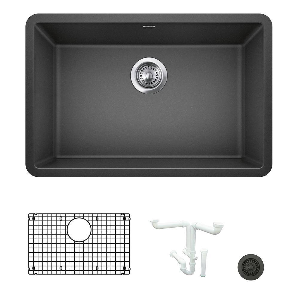 Precis 26.81 in. Undermount Single Bowl Anthracite Granite Composite Kitche