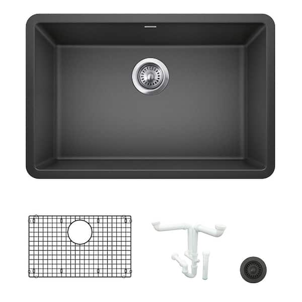 Blanco Precis 26.81 in. Undermount Single Bowl Anthracite Granite Composite Kitchen Sink Kit with Accessories
