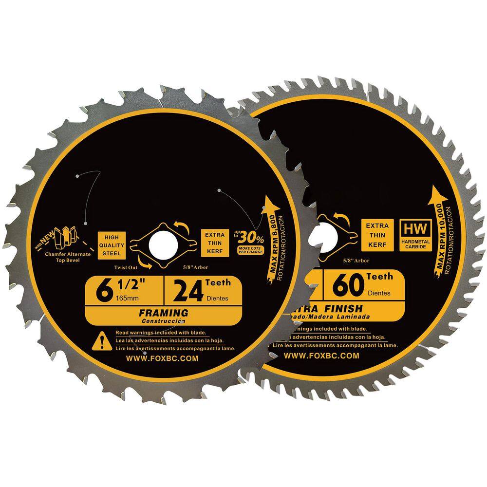 6-1/2 in. 24-Tooth Wood Cutting Carbide Saw Blade Thin Kerf Power Tool Accessory 2-Pack price history on PriceWatchPro