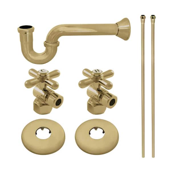 Kingston Brass Gourmet Scape Traditional Plumbing Supply Kit Combo 1-1/2 in. Brass with P- Trap in Brushed Brass