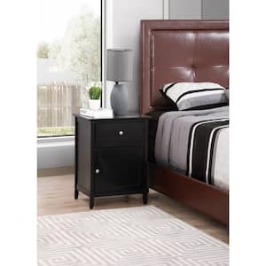 Lzzy 1-Drawer Black Nightstand (25 in. H x 19 in. W x 15 in. D)