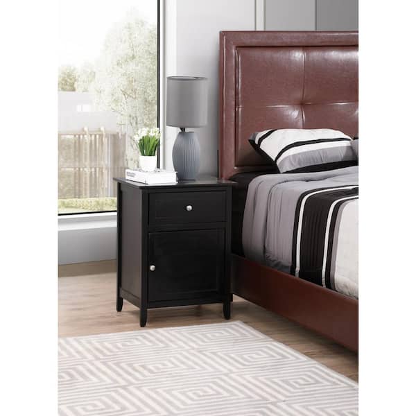 AndMakers Lzzy 1-Drawer Black Nightstand (25 in. H x 19 in. W x 15 in. D)