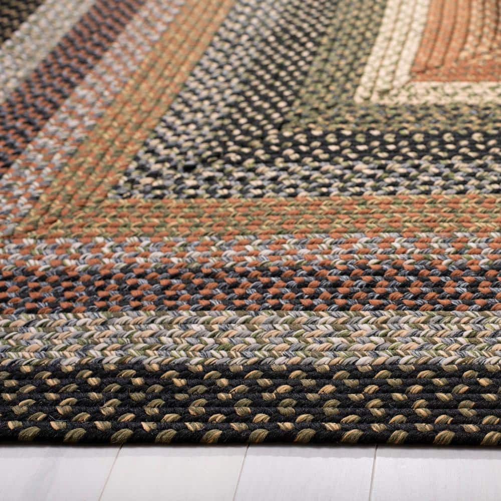 Coastal Charm Blue Square Braided 9' Synthetic Area Rug