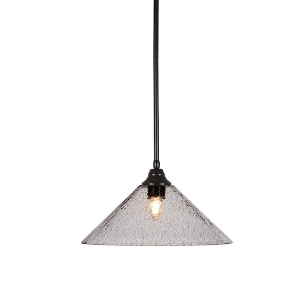 Unbranded Sparta 100-Watt 1-Light Matte Black Bowl Mini Pendant Light with Glass Shade