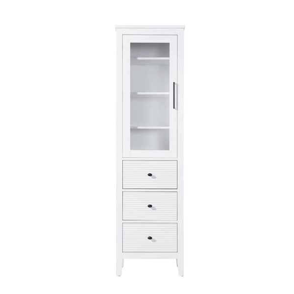 20 in. W x 18 in. D x 72 in. H White Freestanding Linen Cabinet