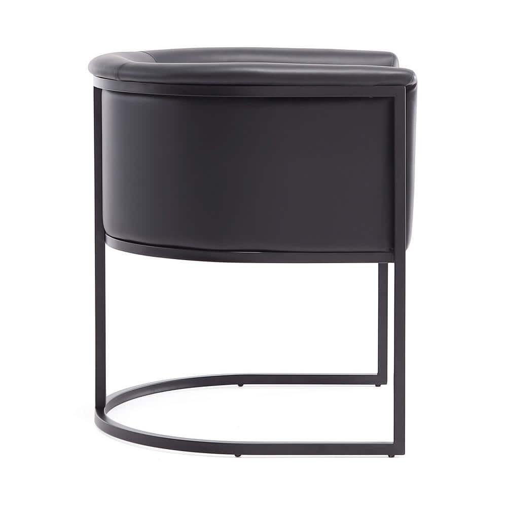 Bali High-Back Black Faux Leather & Metal Arm Chair