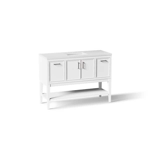 Winnow 48 in. Single Sink Freestanding White Bath Vanity with White Quartz Top Assembled