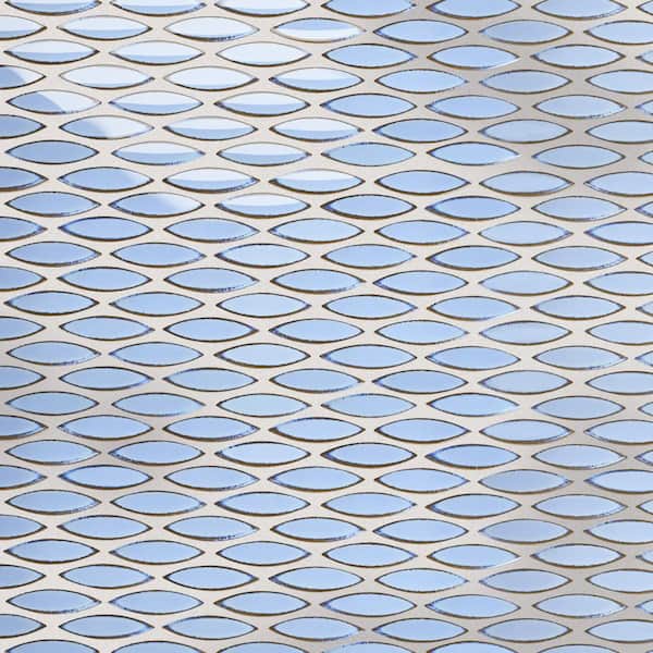 Pescado Glossy Pale Blue 12 in. x 13 in. Porcelain Floor and Wall Mosaic Tile (5.3 sq. ft. /Case)
