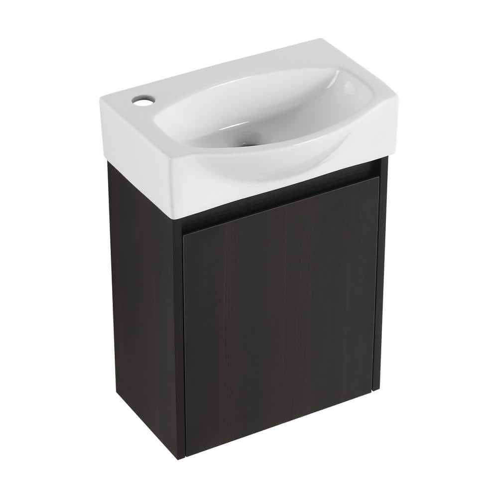 15.94 in. W x 11.22 in. D x 22.05 in. H Brown Bath Vanity Cabinet Modern Sm