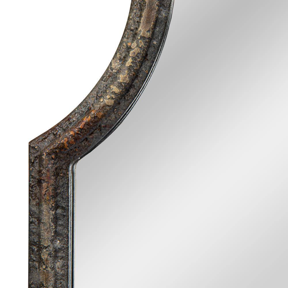 Distressed Black Arched Metal Framed Wall Mirror