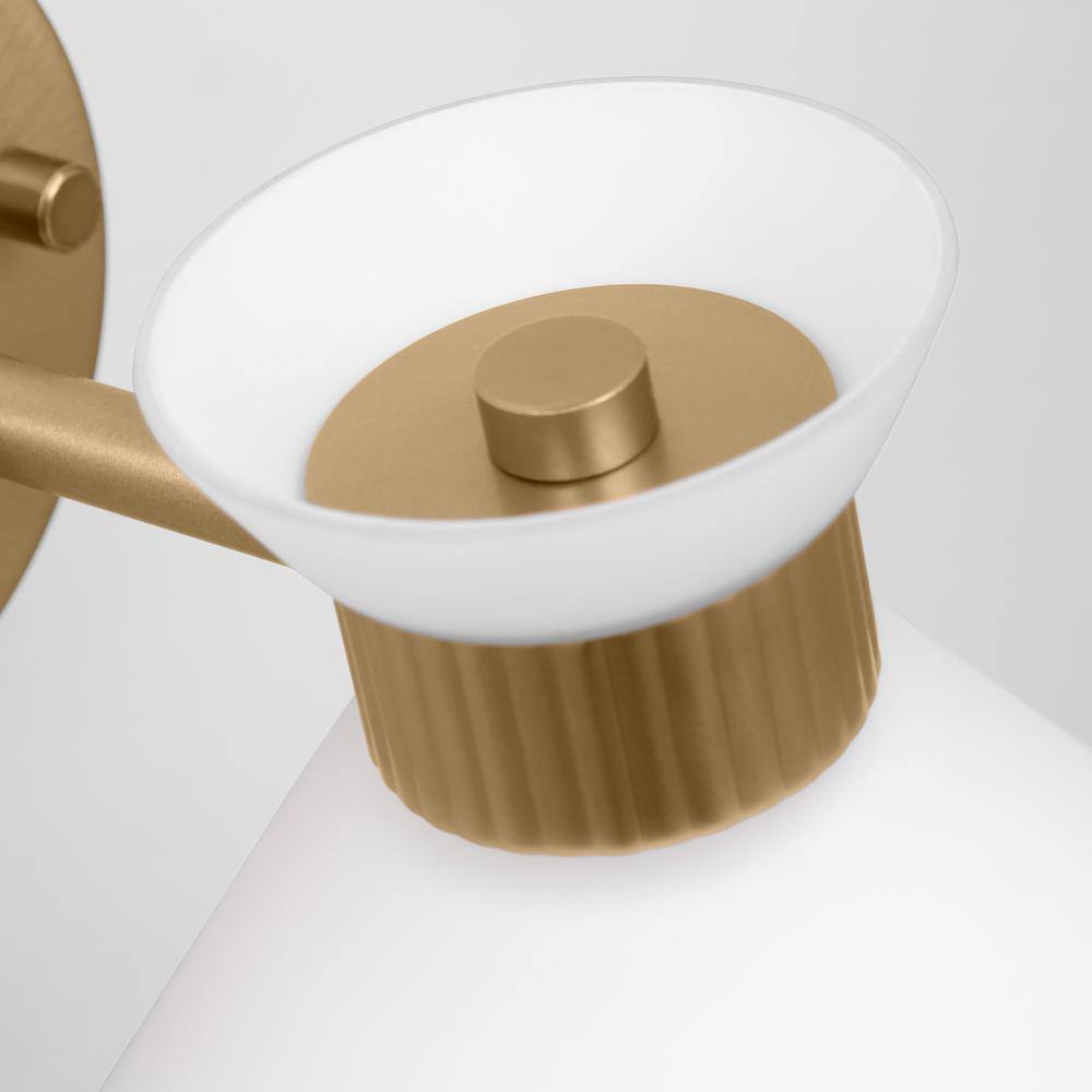 Satin Brass and Etched Glass Mid-Century Modern Sconce