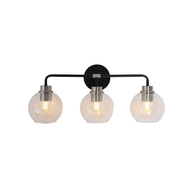 Hampton Bay Vista Heights 3-Light Brushed Nickel and Matte Black ...