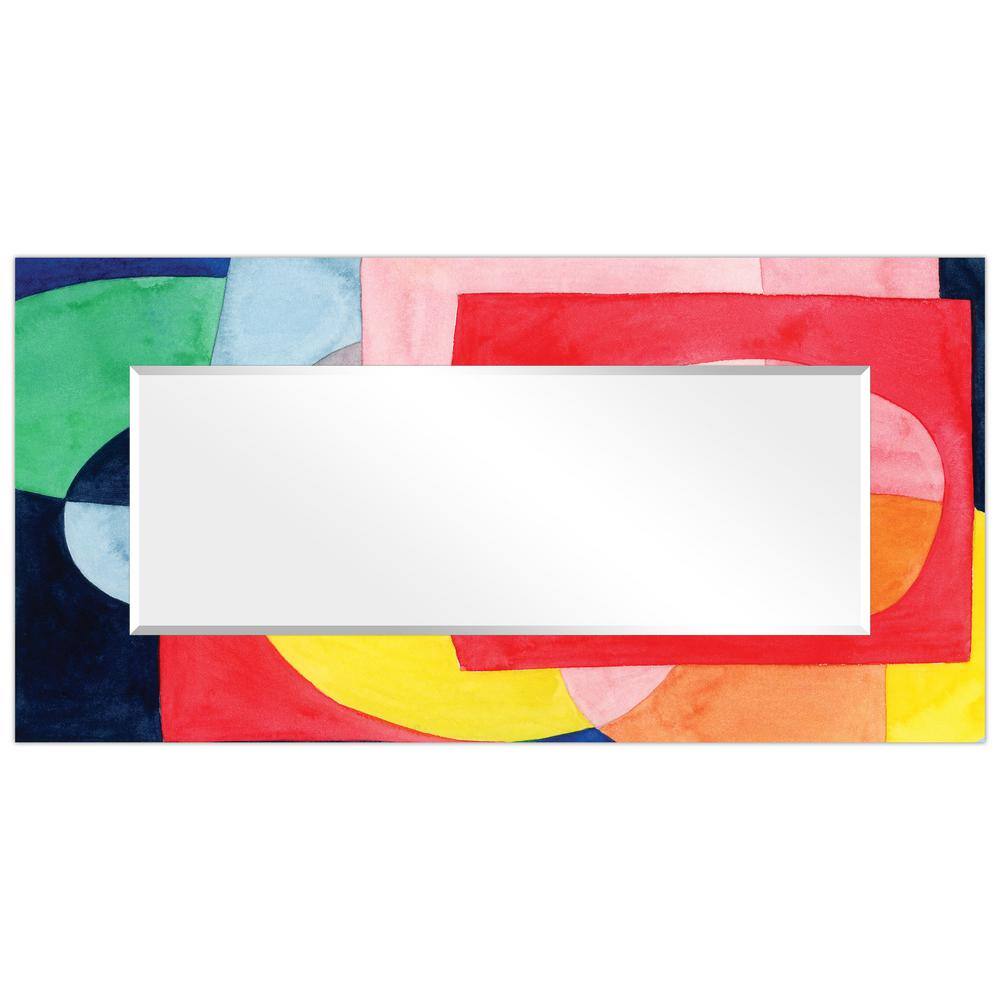 Colorful Abstract Rectangular Frameless Wall Mirror, 72" x 36"