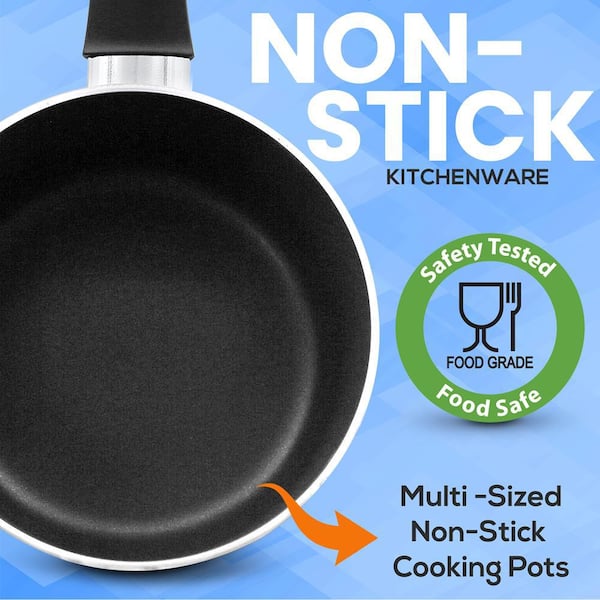 SereneLife 15-Piece Pots and Pans Aluminum Non Stick Chef Kitchenware Cookware  Set, Black SLCW15BLK - The Home Depot