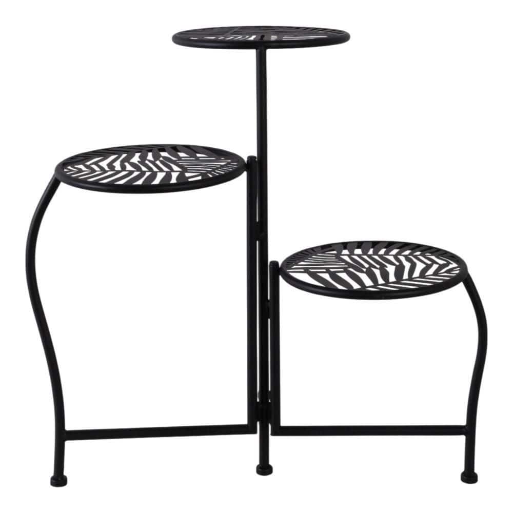 10 in. x 22 in. Black Metal Free Form Folding 3-Tier Leaves Decorative Pot price history on PriceWatchPro