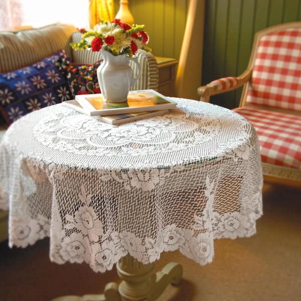 Heritage Lace Victorian Rose 43 In W X, Round Lace Table Topper