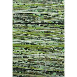 Mayfield Premium Machine Washable Abstract AMF2126 Green 9 ft. x 12 ft. Area Rug