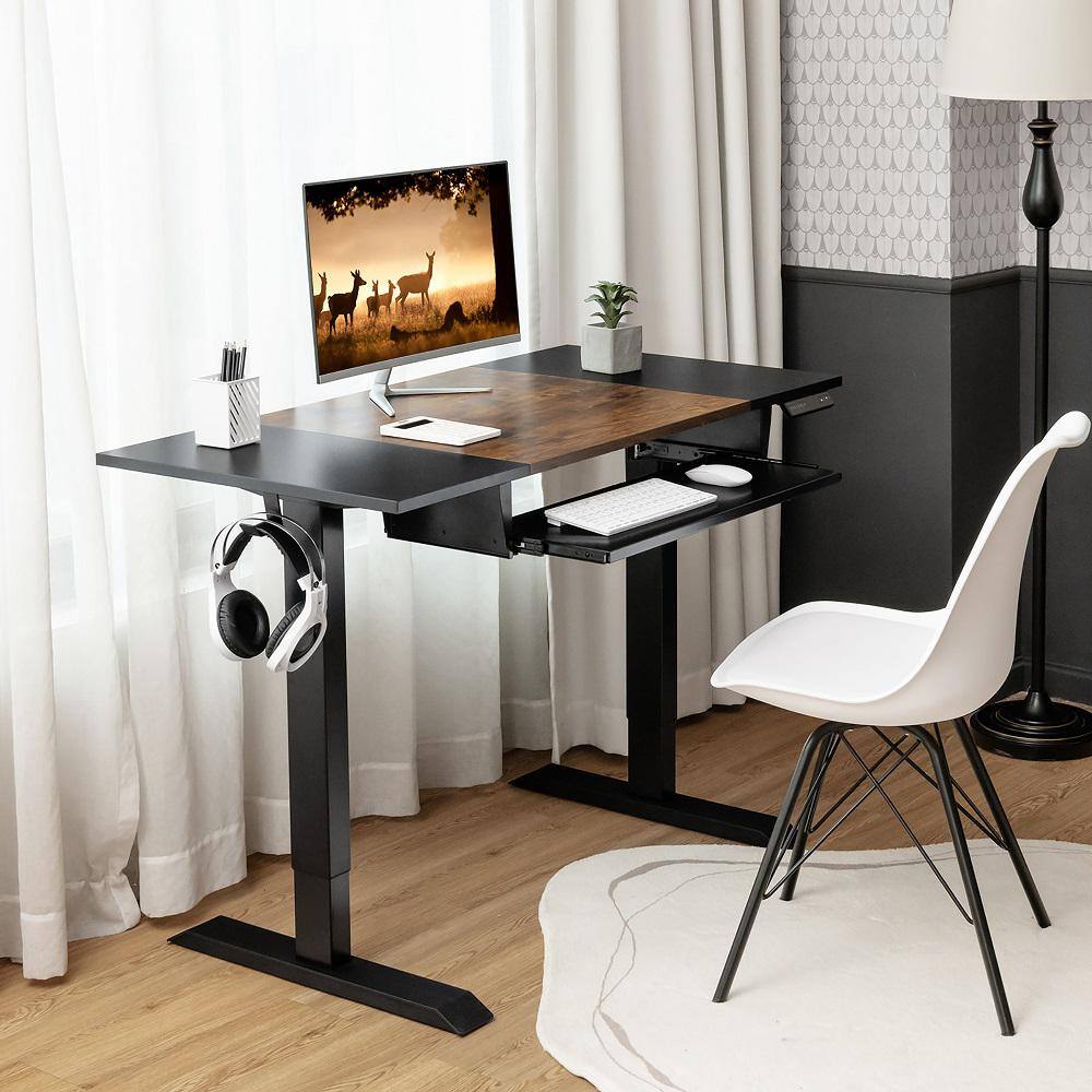Brown Electric Sit to Stand Desk