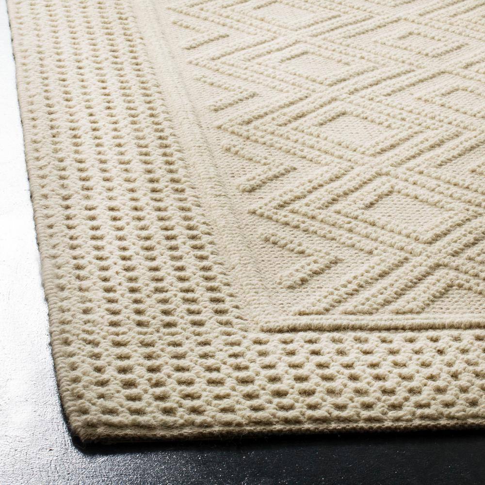 Ivory Hand-Knotted Wool Rectangular 6' x 9' Area Rug