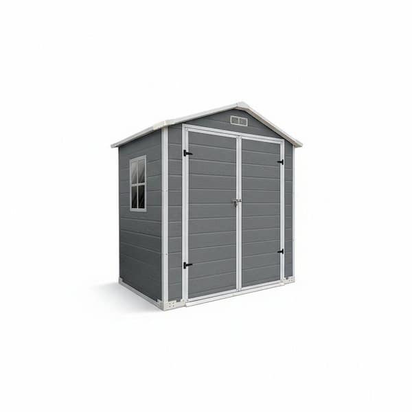 skygrayページです୨୧ Light Gray 6 ft. W x 4 ft. D Plastic Resin Shed with Floor and