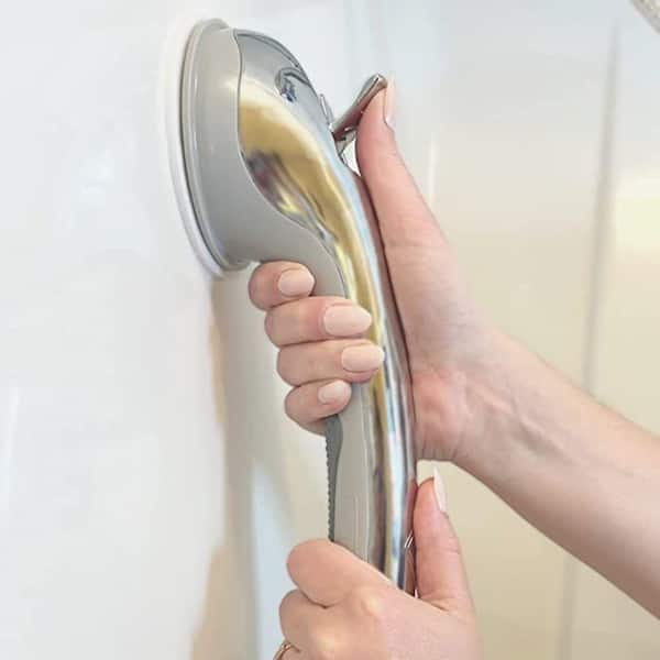 Dyiom Suction Cup Grab Bars Showers, Length in. 16 .5, x Dia. in 3.75, Concealed Screw, Shower Grab Bar, in White